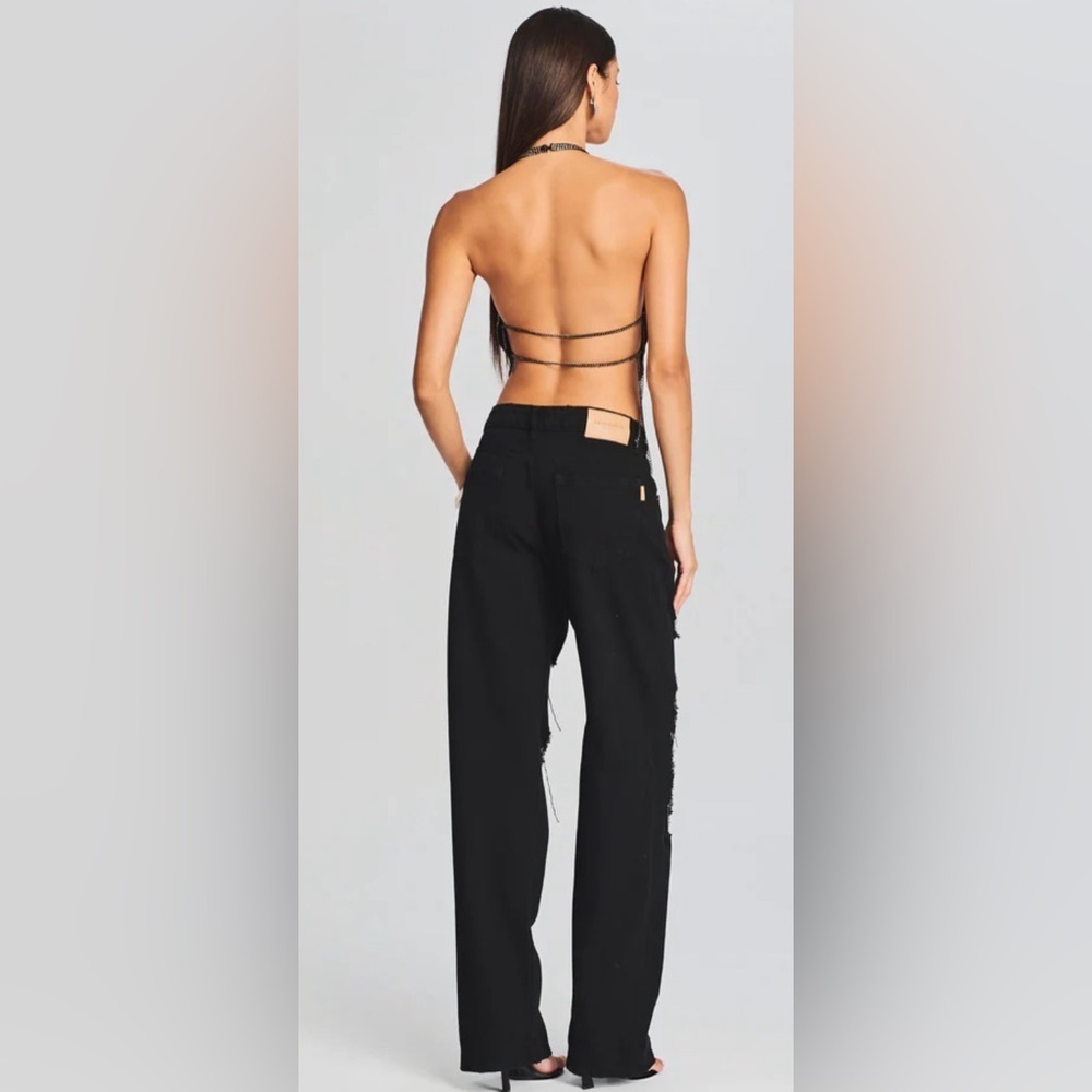 NEW Retrofete Marlowe gold embellished black Jean - Picture 3 of 9